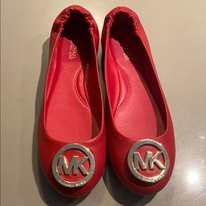 Micheal Kors red leather ballet flats
